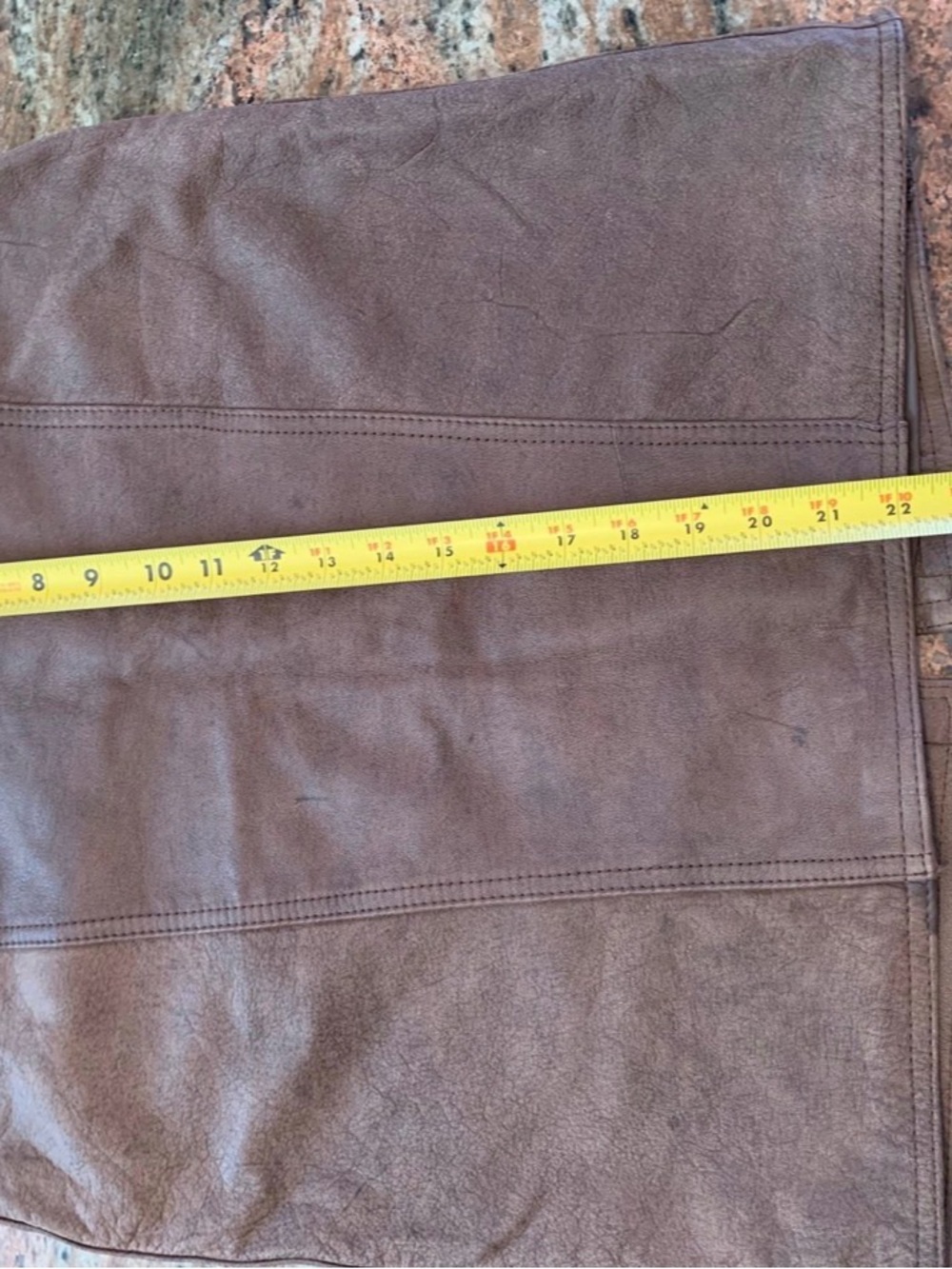 $250-Suede leather-Brown Pencil Skirt - Picture 8 of 12